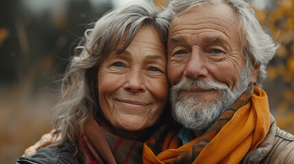 Wall Mural - Happy and smiling senior couple looking at the camera, an old couple in love