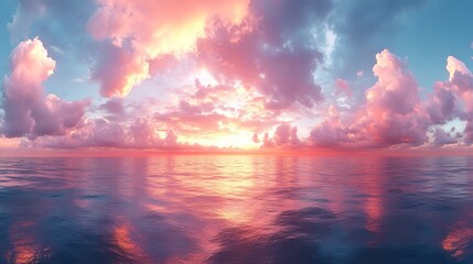 Canvas Print - Pink Sunset Over the Ocean