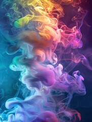 Wall Mural - Colorful smoke swirls and dances. AI.