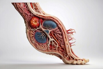 Wall Mural - A detailed anatomical model showing the internal structure of a limb. AI.