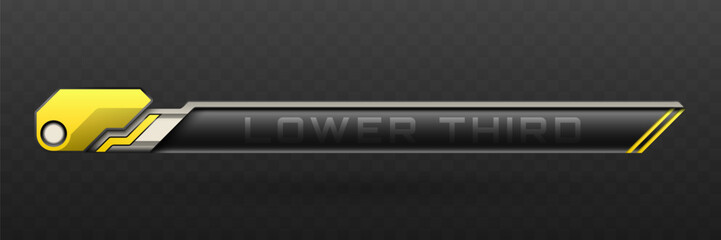 Wall Mural - Lower Third Banner in Metallic Black, Silver and Yellow for Video Screen Broadcast Presentation Titles
