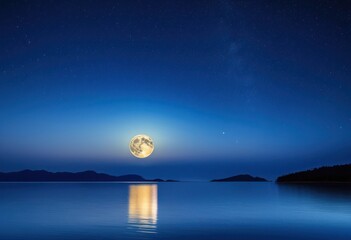 Wall Mural - breathtaking nighttime sky showcasing luminous moon surrounded sparkling stars deep blue canvas, astrophotography, astronomy, brilliant, celestial, clouds
