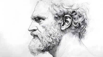 Pencil sketch of Sophocles - Known for Oedipus Rex.