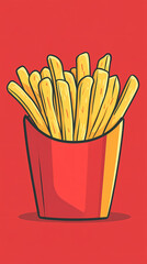 Poster - French fries cartoon illustration