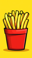 Poster - French fries cartoon illustration