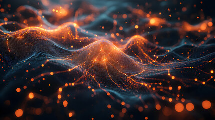 Wall Mural - Glowing Digital Particles Flowing in Futuristic Energy Network