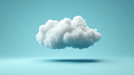 Detailed white cloud floating on a solid blue background, featuring a clipping path for easy incorporation into creative and marketing materials.