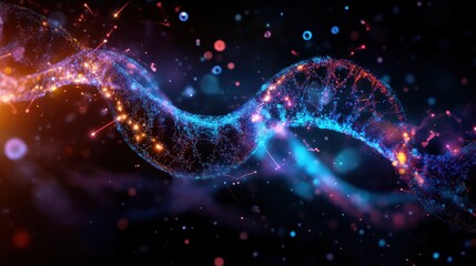 a futuristic biology holograph displaying taxonomy and biochemistry molecules.