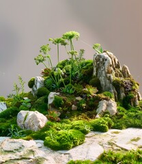 Green Moss and Rock Miniature Landscape