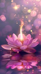 Wall Mural - Pink lotus flower glowing