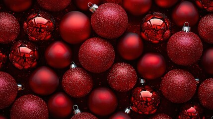 Wall Mural - Red Christmas ornaments