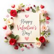 © Rashidul - Happy Valentine's Day. Love postcard, on a white background,empty paper. I love you. Greeting card. Ai Generated