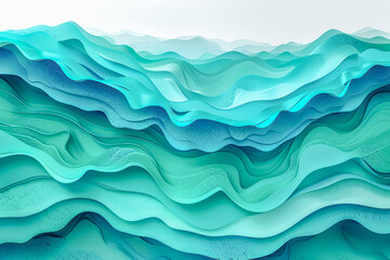 Abstract turquoise wavy background creating a sense of depth and movement