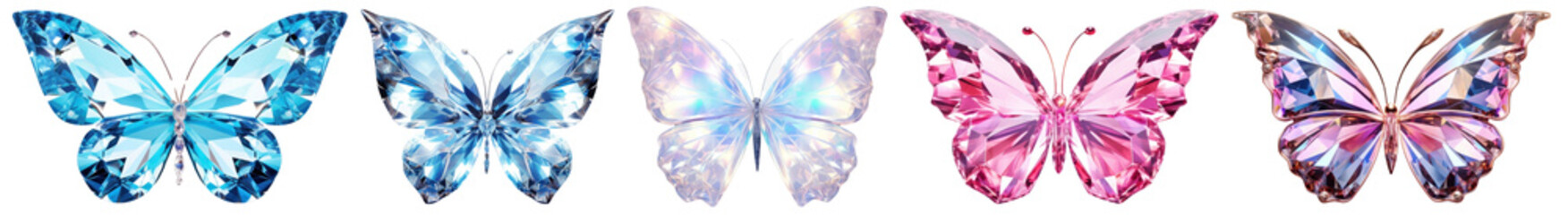 Sticker - Crystal butterfly png cut out element set