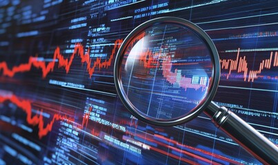 Aufkleber - Business audit stock financial finance management on graph accounting marketing or report chart economy investment research profit concept. Financial management of stocks.