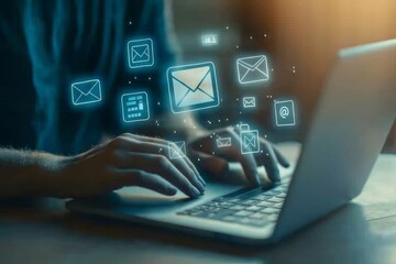 Fototapete - Business people use a chatbot technology for online customer service. The virtual assistant and CRM software on the internet are used for automated customer service.