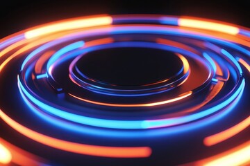 Aufkleber - In the background is a dark technology background with a blurred hologram on top. The texture can be overlayed on top or used as a screen filter. Science, technology, and engineering concept.