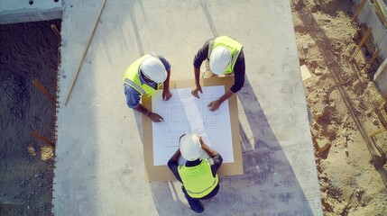 Aufkleber - The top shot shows the project manager or civil engineer writing at a blueprint and planning the design of the building. The bottom shot shows the architect working with the project manager at a