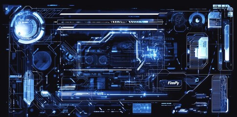 Leinwandbilder - HUD set frames. Modern user interface elements. HUD control panel. Set of screens for video games. Holographic frames with HUD elements. Modern elements.