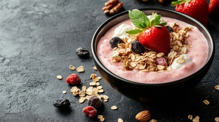 Wall Mural - Healthy cereal with fruit, nuts, and grains