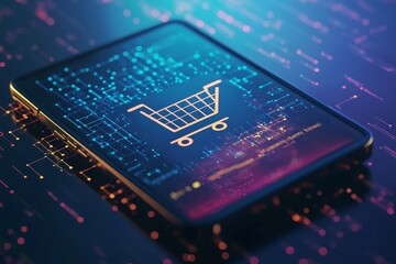 Poster - Illustration of shopping cart, business concept, ecommerce. Stock photo