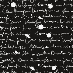 Aufkleber - Handwritten abstract text seamless pattern, vector script background, hand drawn illustration