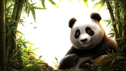 Poster - Adorable Panda Bear in Bamboo Forest