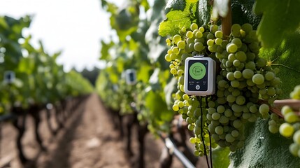 Poster - iot sensors attached to grapevines in a vineyard providing real time growth data soil conditions