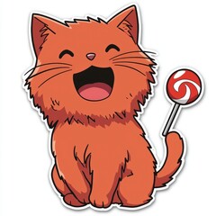 Wall Mural - Happy Cat with Lollipop