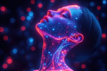 Wall Mural - a detailed anatomical illustration of cervical alignment, focusing on sensory nerve pathways, vibran