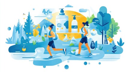 Aufkleber - Infographic on the impact of nutrition and hydration, with dynamic visuals illustrating their importance for performance enhancement and recovery optimization.