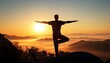 © Eugen - Silhouette of a person practicing yoga at sunrise