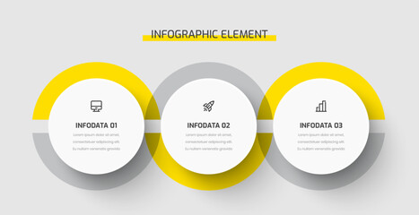Fototapete - Business Infographic Template Presentation Circle Label with Yellow Color 3 Options and Icons