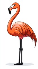 Wall Mural - Cartoon Illustration of a Pink Flamingo Standing on One Leg