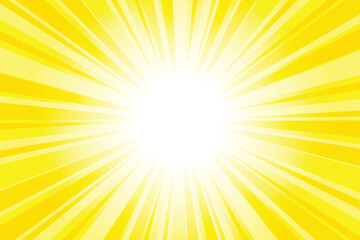 Poster - Abstract yellow sun rays background. Banana yellow sunburst background with glowing light rays. Bright rays background for summer themes, energy concepts and vibrant designs.