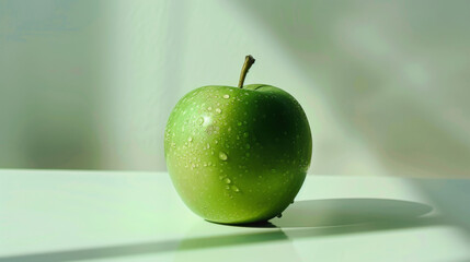 Wall Mural - A whole green apple isolated on a white background