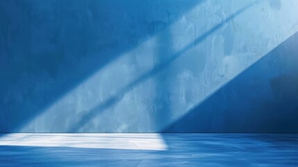 Poster - A blue room with a window that is letting in sunlight