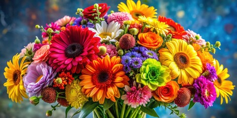 Vibrant bouquet of colorful flowers in a visually stunning photograph, flowers, bouquet, vibrant, colorful, petals, floral