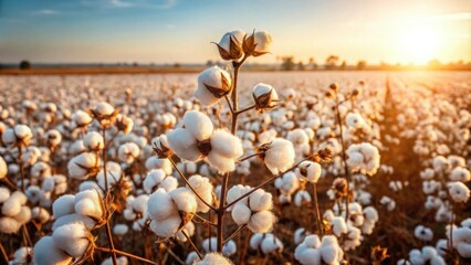 Wall Mural - Cotton plant growing in a field ready to be harvested, cotton, agriculture, farm, rural, crop, field, plantation, growth