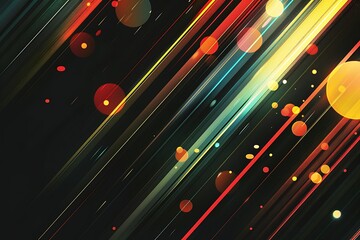 Wall Mural - minimalist abstract art featuring sharp diagonal lines and bright circles, creating a sense of energ