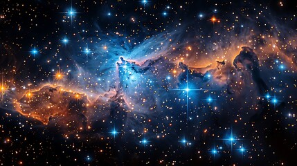 Wall Mural - Outer space with vibrant star clusters, cool background