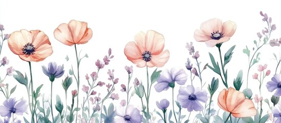 Poster - Watercolor illustration of flowers Handcrafted design for covers fabric textiles and wrapping paper