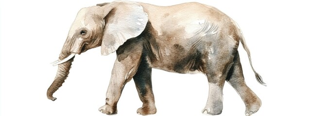 Poster - Watercolor illustration of an elephant on a white background