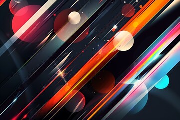 Wall Mural - minimalist abstract art featuring sharp diagonal lines and bright circles, creating a sense of energ