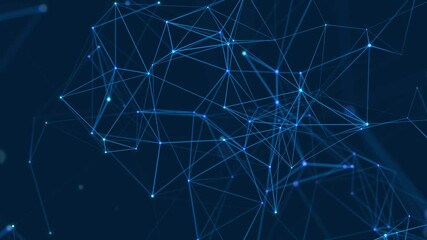Leinwandbilder - Abstract polygonal space with dots and lines motion. Data technology and scientific illustration. 3d rendering. Seamless loop. 4K