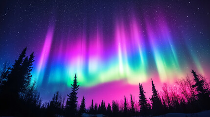 Wall Mural - The Aurora Borealis lights up in the night sky