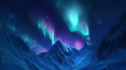 Wall Mural - The Aurora Borealis lights up in the night sky
