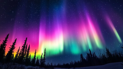 the aurora borealis lights up in the night sky