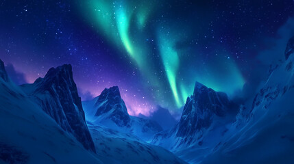 Wall Mural - The Aurora Borealis lights up in the night sky