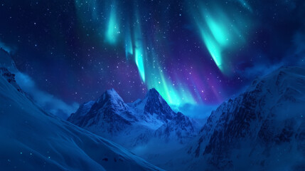 Wall Mural - The Aurora Borealis lights up in the night sky